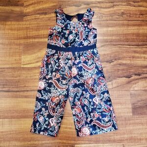 Janie and Jack NWT girls 2T navy/red/white paisley wide leg jumpsuit